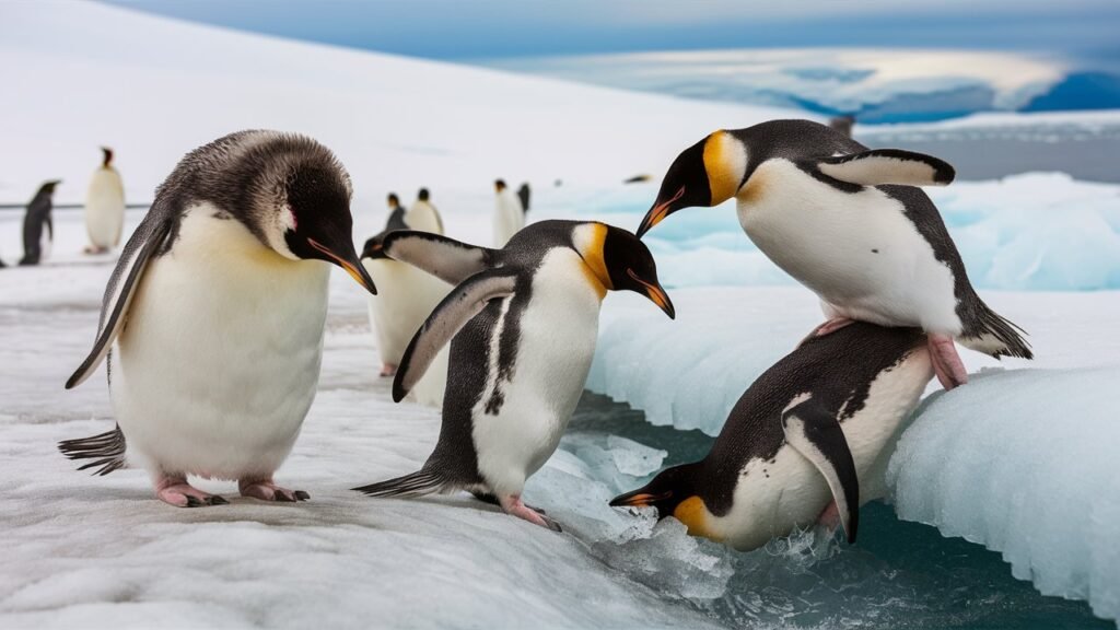 Antarctica iceberg and penguins